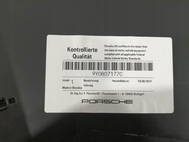 9Y0807177C PORSCHE Направляющая переднего бампера левая купить в Украина