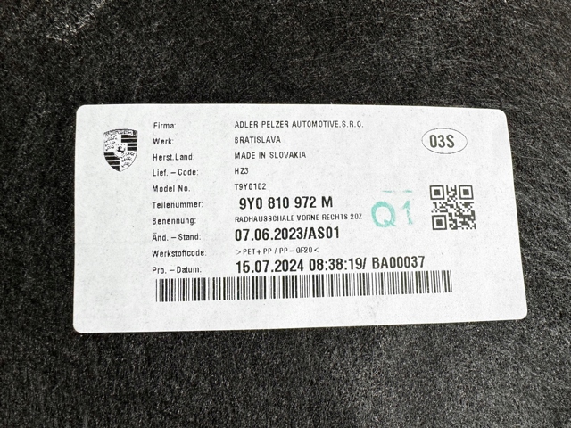 9Y0810971 PORSCHE Подкрылок передний левый купить в Ровно