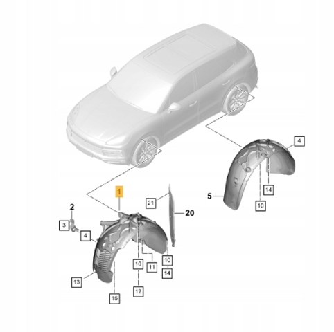 PORSCHE 9Y0810971J Подкрылок передний левый в наличии Николаев