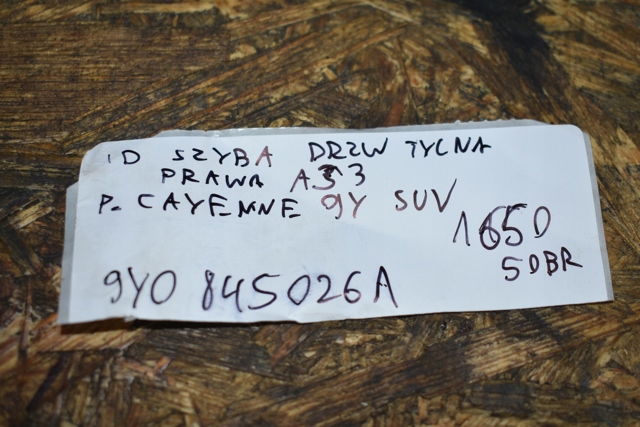 9Y0845026A Стекло двери задней правой купить Каменское