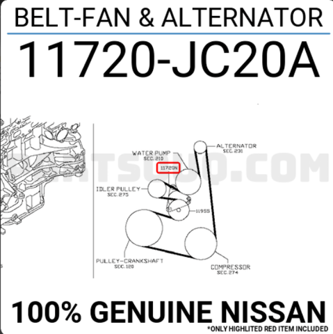 Поликлиновый ремень 11720JC20A NISSAN