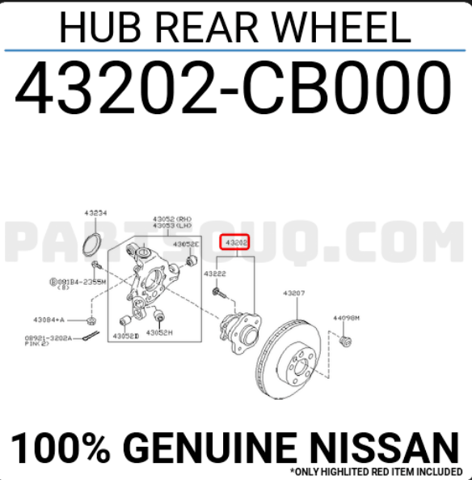 Ступица задняя (шпиндель) 43202JP00A NISSAN