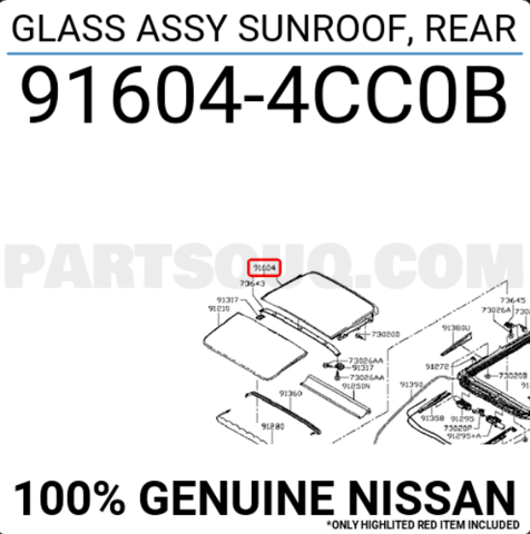 Крышка люка крыши, задняя 916044CC0B NISSAN