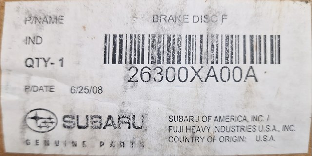 26300XA00A SUBARU Диск тормозной передний купить в Житомир