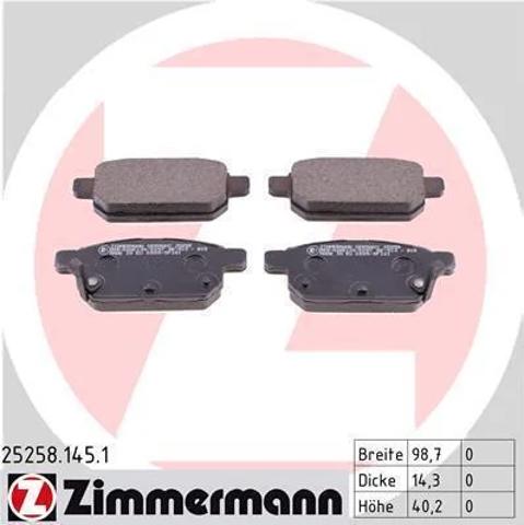 252581451 ZIMMERMANN Колодки тормозные задние дисковые купить в Киев