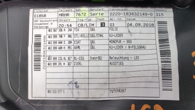 VAG 4K0867304ALVWB Обшивка (облицовка) внутренняя двери задней правой в наличии Черновцы