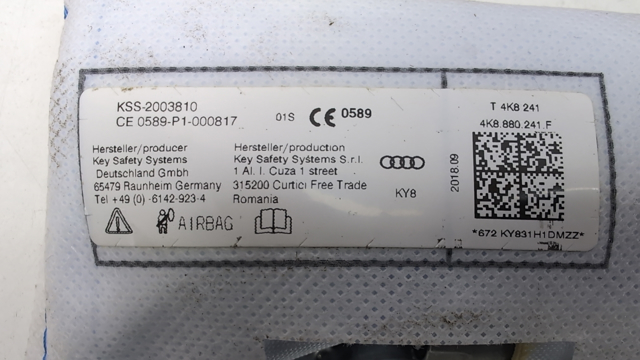 4K8880241F Подушка безопасности (AIRBAG) спинки сиденья левого купить Павлоград