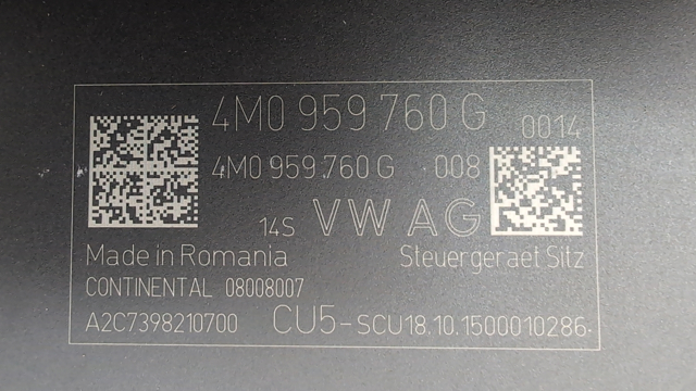4M0959760G VAG Модуль управления (ЭБУ) переднего сидения купить в Полтава