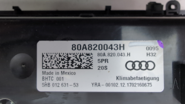 VAG 80A820043P5PR Блок управления кондиционером в наличии Черкассы