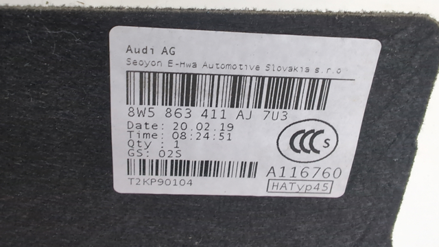 8W5863411AG7U3 VAG Полка салона задняя купить в Сумы