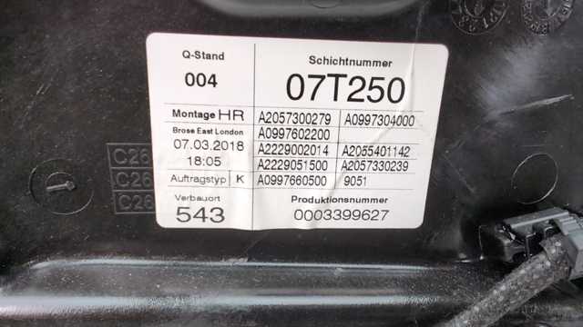 MERCEDES A2057308004 Механизм стеклоподъемника двери задней правой в наличии Львов