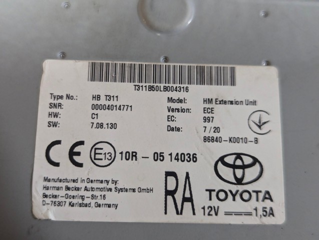 86840K0010 TOYOTA купить в Ирпень