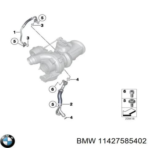 BMW 11427585402 Трубка (шланг) подачи масла к турбине в наличии Ровно