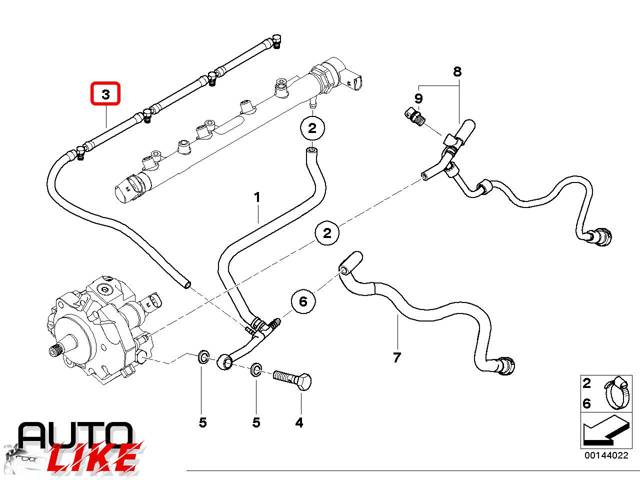 13537793466 BMW Трубка топливная, обратная от форсунок купить в Хмельницкий