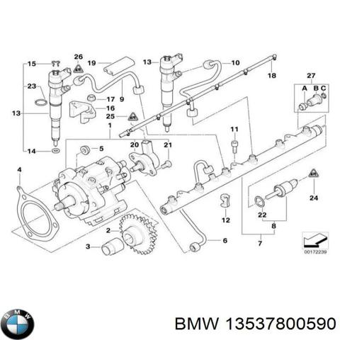 Трубка топливная, от ТНВД к топливной рейке 13537800590 BMW