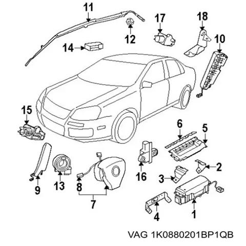 Подушка AIRBAG водительская 1K0880201BP1QB VAG