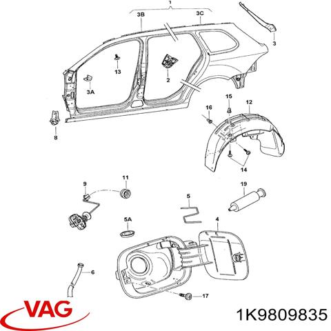 Проем передней левой двери 1K9809835 VAG