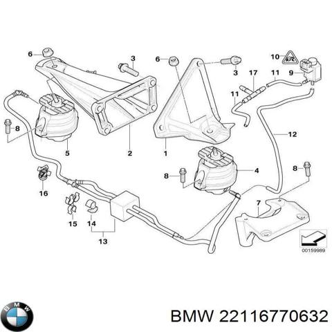 Кронштейн подушки (опоры) двигателя, правой 22116770632 BMW