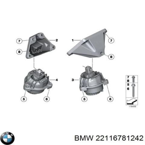 Кронштейн подушки (опоры) двигателя, правой 22116781242 BMW