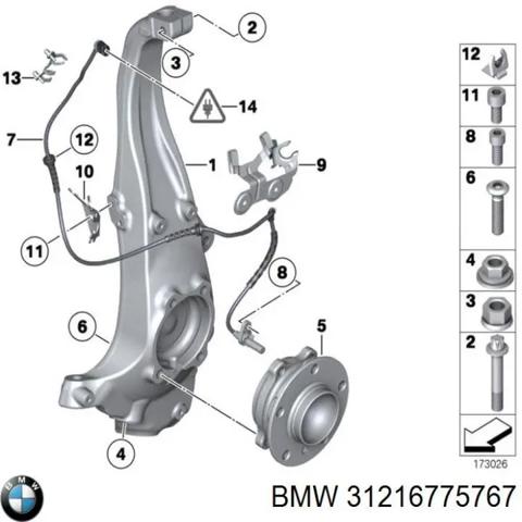 Кулак поворотный передний левый 31216775767 BMW