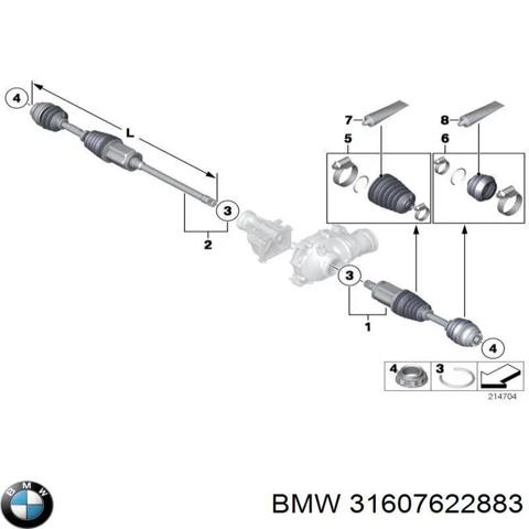 Вал привода, передний левый 31607622883 BMW