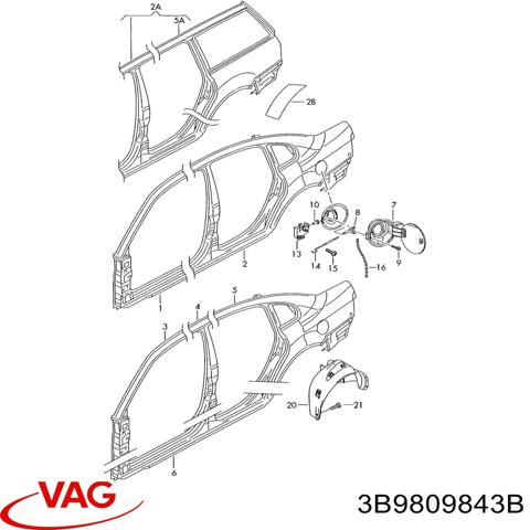 Боковая часть задняя левая 3B9809843B VAG