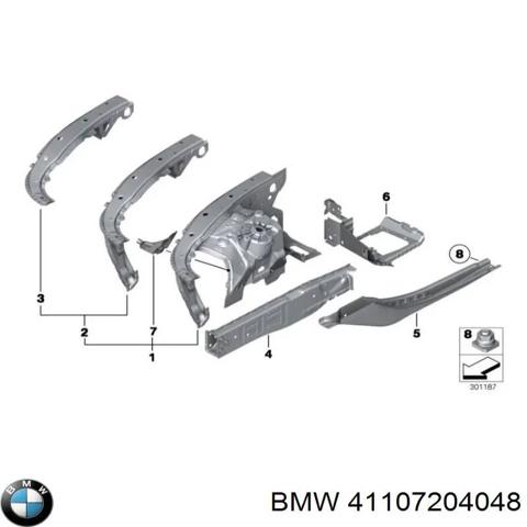 Правый передний лонжерон 41107204048 BMW