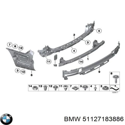 Кронштейн бампера заднего, правый 51127183886 BMW