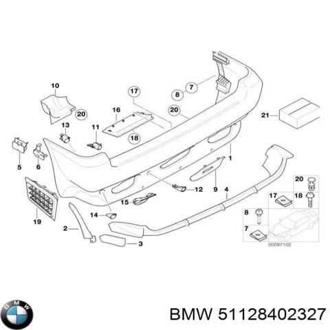 Заглушка бампера буксировочного крюка, задняя 51128402327 BMW