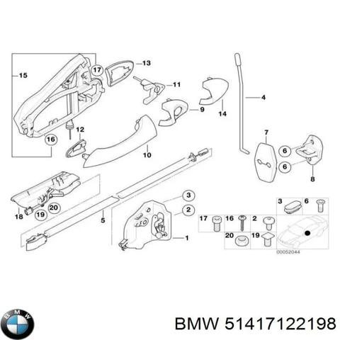 Ручка передней двери внутренняя, правая 51417122198 BMW