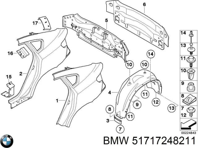 Подкрылок заднего крыла, левый 51717248211 BMW