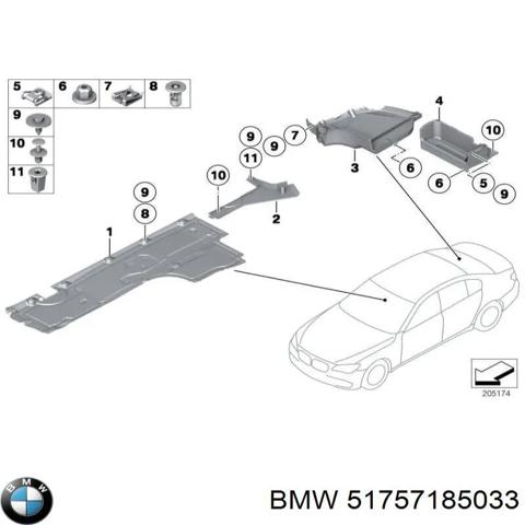 Защита днища, левая 51757185033 BMW