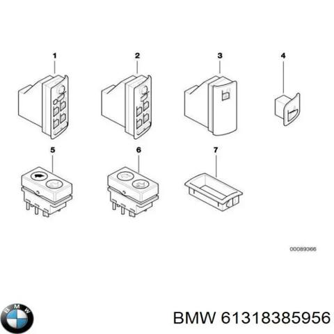 Кнопка включения мотора стеклоподъемника задняя правая 61318385956 BMW