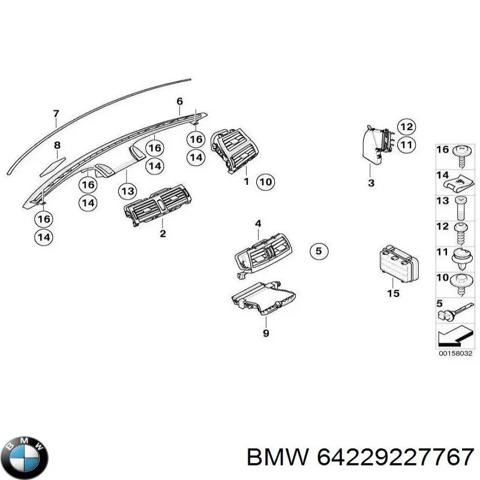 Решетка воздуховода левая 64229227767 BMW