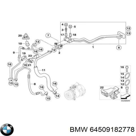 Шланг кондиционера, от заднего испарителя к компрессору 64509182778 BMW