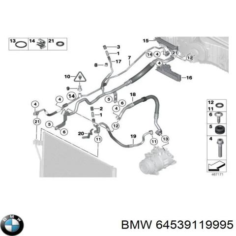 Трубка кондиционера от компрессора к радиатору 64539119995 BMW