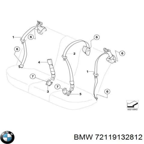 Ремень безопасности задний центральный 72119132812 BMW