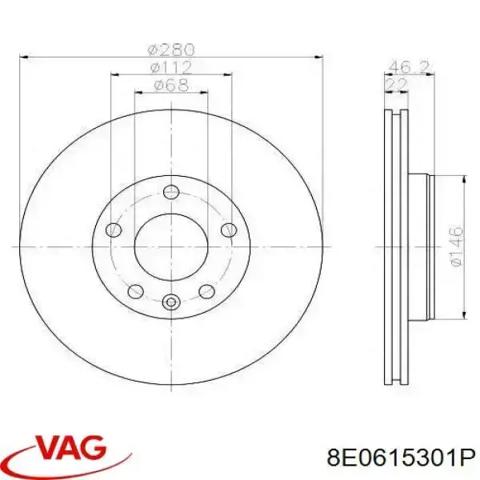Тормоз дисковый передний 8E0615301P VAG