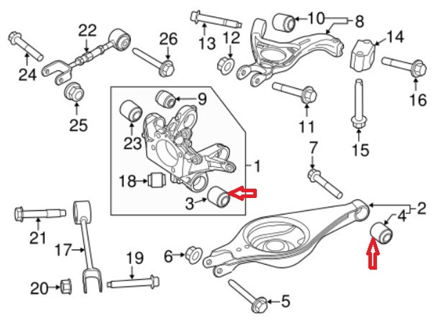 Полиуретановый сайлентблок заднего нижнего рычага 8A8Z5A638B FORD