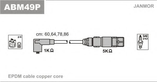 Провода высоковольтные в комплекте ABM49P JANMOR