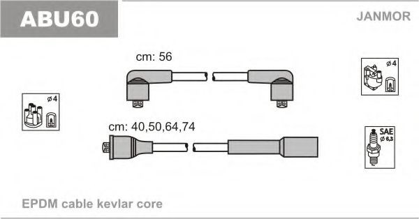 Провода в/в (каучук kevlar/l 56cm) vw golf iii-iv 1.6 ABU60