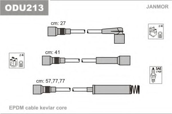 Провода в/в opel astra/vectra cd-gt-gsi 1.8i/2.0 (mot c18nz ODU213