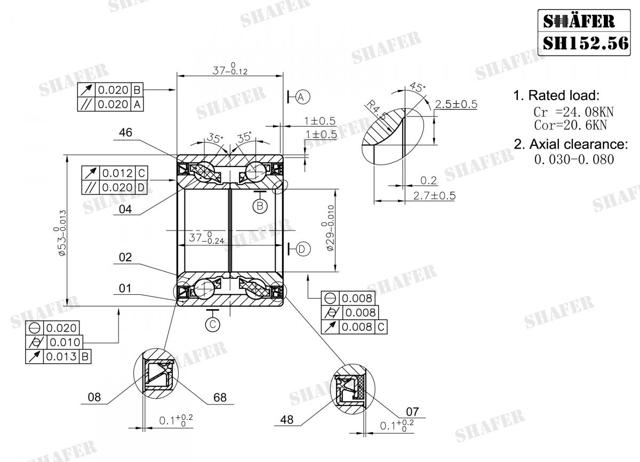 Подшипники задней ступицы SH15256 SHAFER