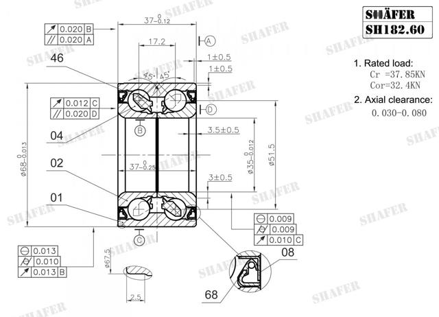 Ступичный подшипник передний SH18260 SHAFER