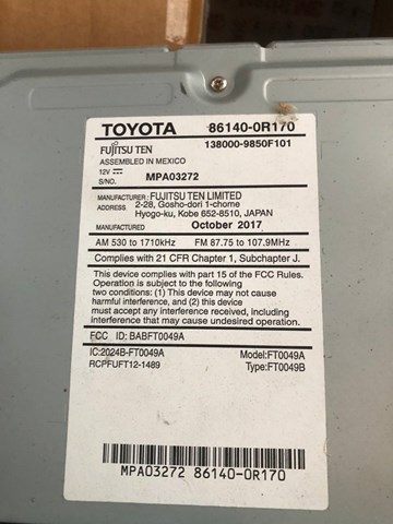 TOYOTA 861400R170 в наличии Кривой Рог