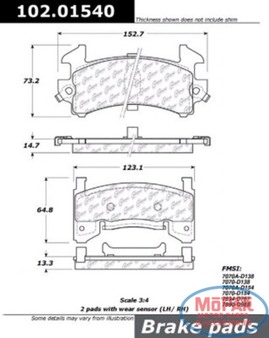 Тормозные колодки 10201540 CENTRIC PARTS
