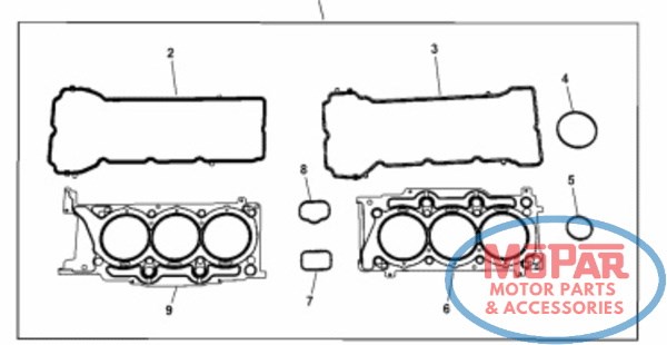 Комплект прокладок двигателя, верхний 68216121AA CHRYSLER