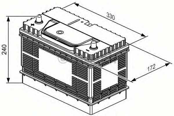 Акумулятор 105ah-12v bosch (t3050) (330x172x240),l,en800 клеми по центру 0092T30500