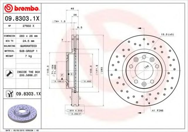 Ротор тормозной 0983031X BREMBO