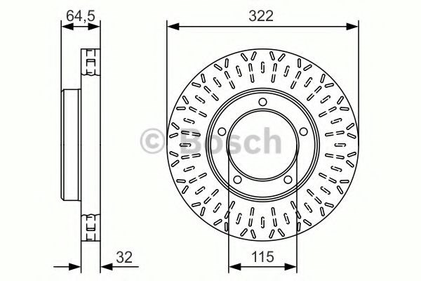 Диск тормозной передний 0986479A64 BOSCH